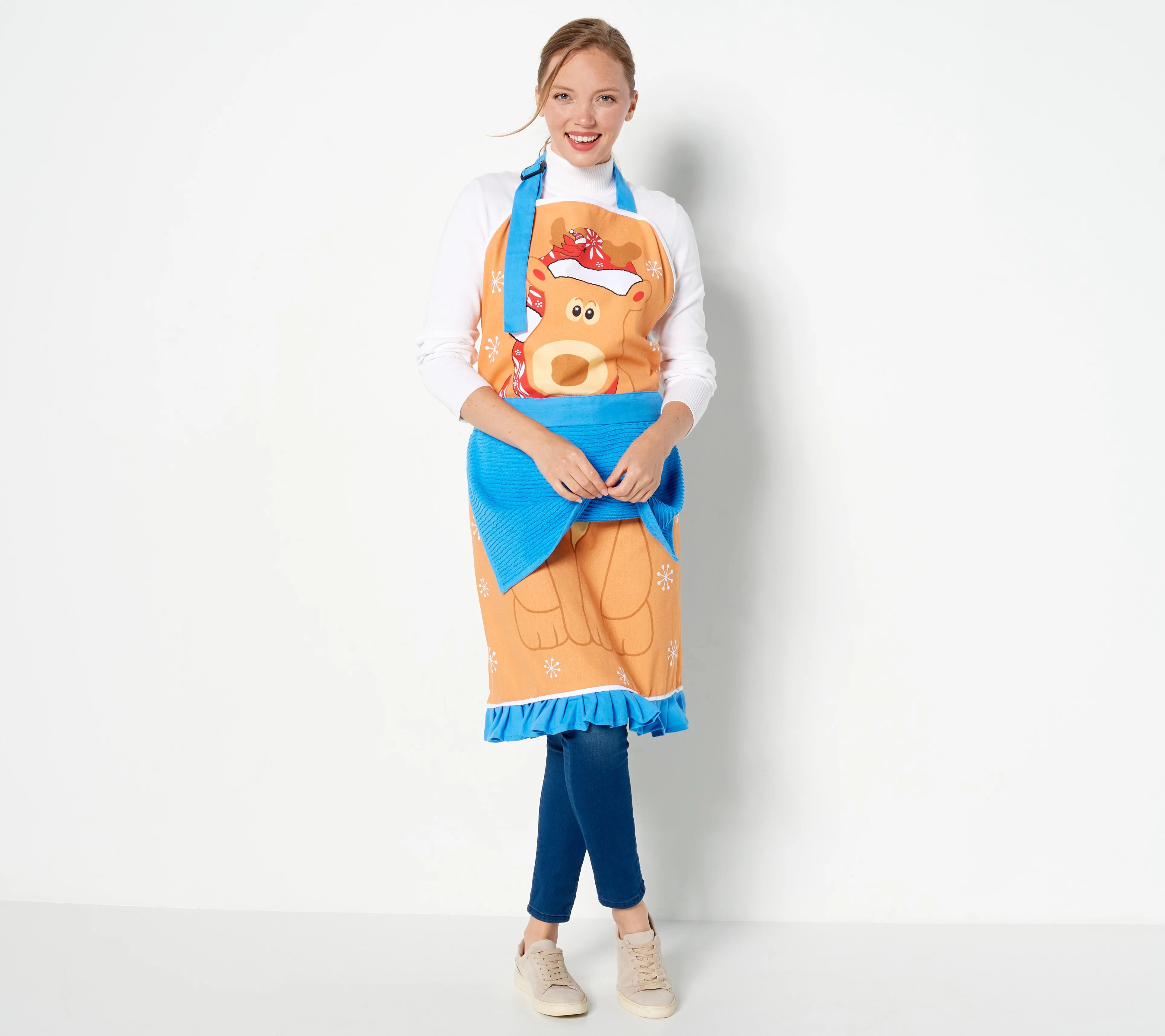 Temptations Holiday Character Apron with Detachable Cotton Towel