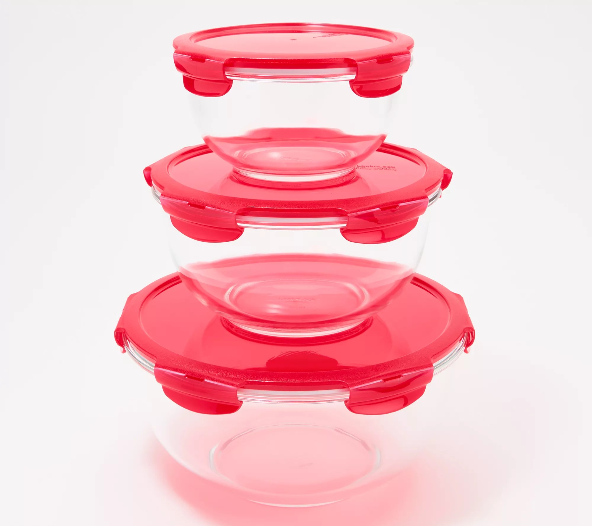 "As Is" LocknLock 3Pc Glass Mixing Bowl Set w/ Locking Lids
