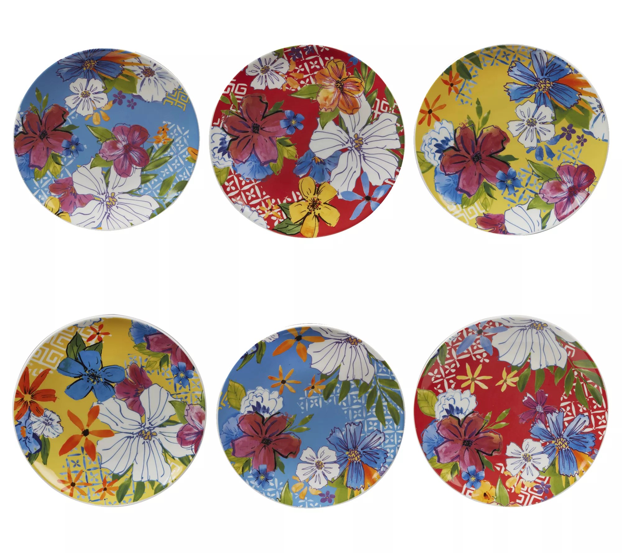 Certified International Flower Power Set of 6 S alad Plates