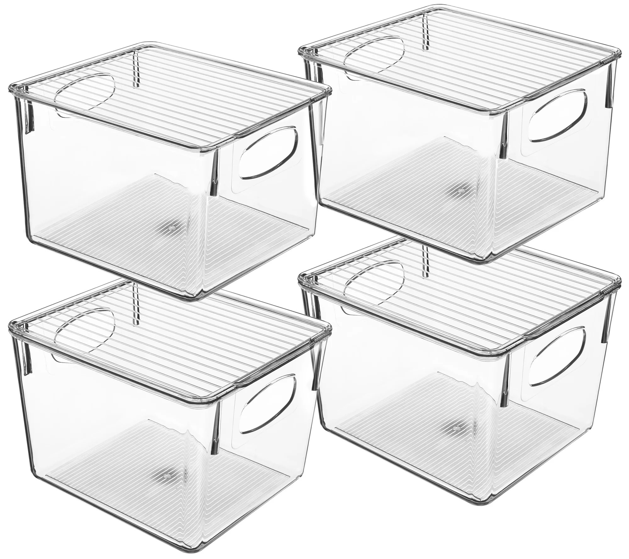 Sorbus 4 Pack Clear Fridge Bins With Handle and Lid
