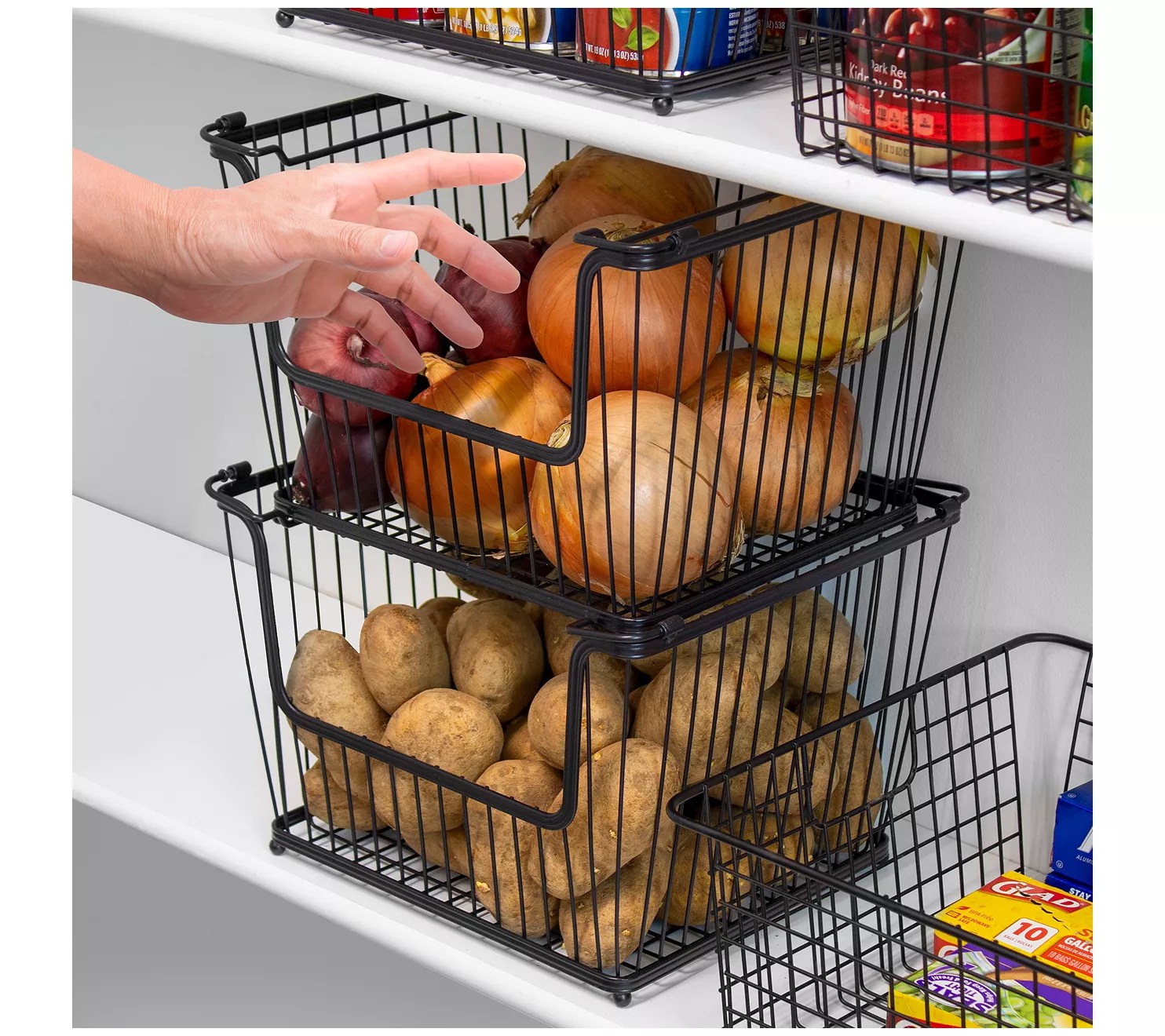 Sorbus Stackable Metal Storage Bin Basket Large, 3 Pack