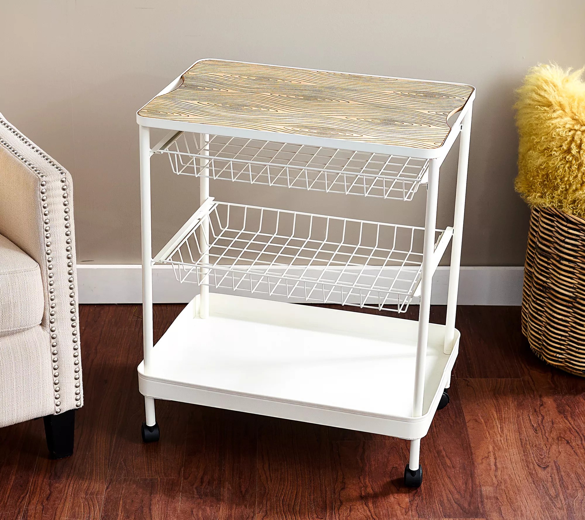 Temptations Classic Kitchen Cart with Embossed Wood Top