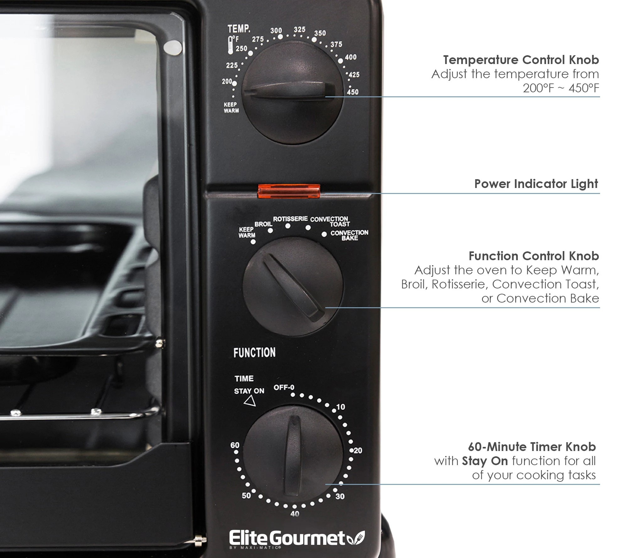 Elite Cuisine Countertop Toaster Oven Broiler
