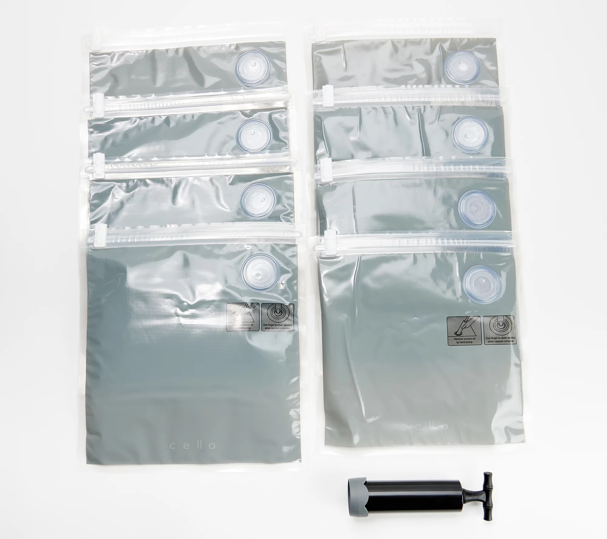 c e ll a 8pc Reusable Vacuum Seal Antimicrobial Storage Bags
