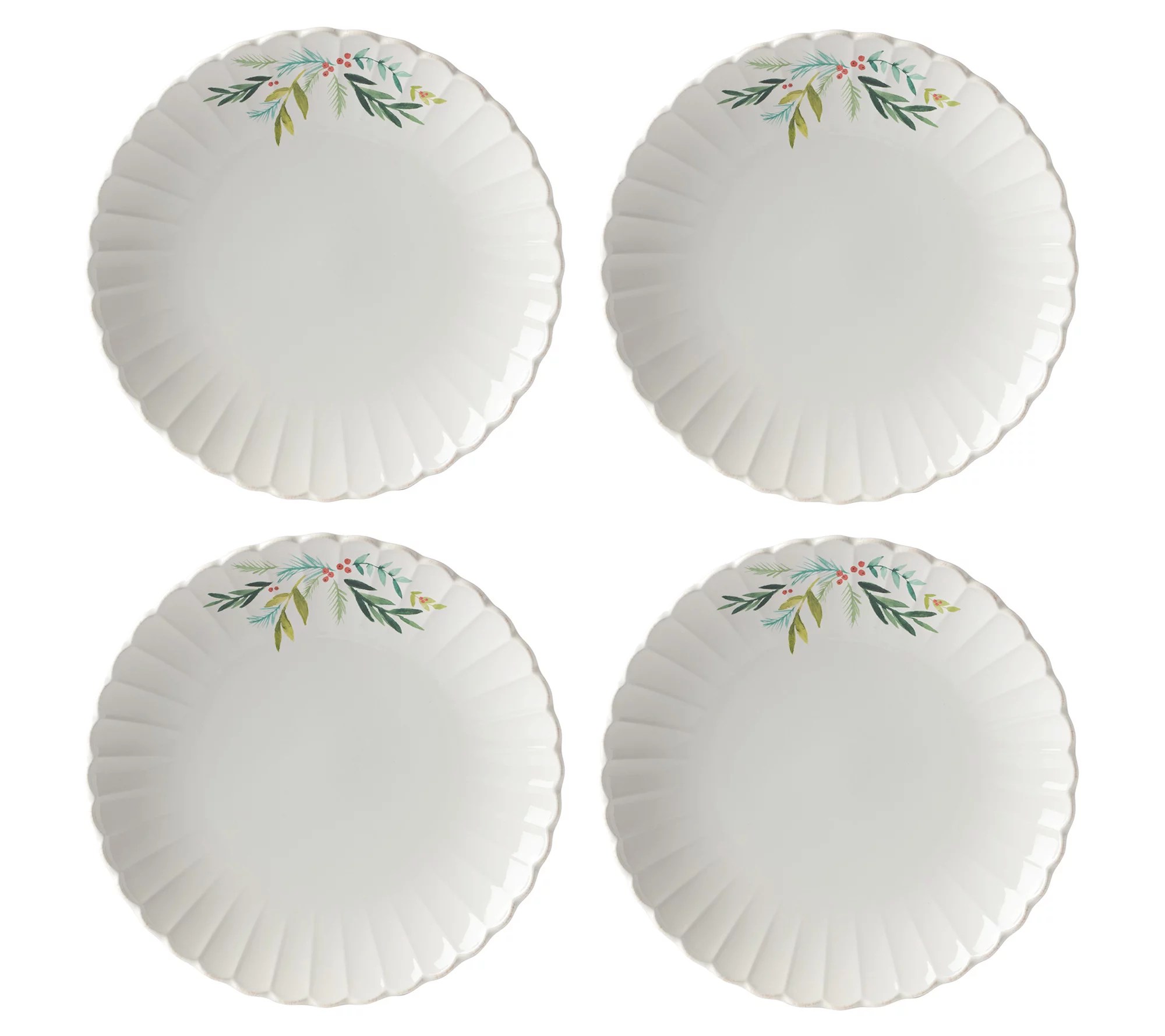 Lenox French Perle Set of 4 Scallop Holiday Dinner Plates