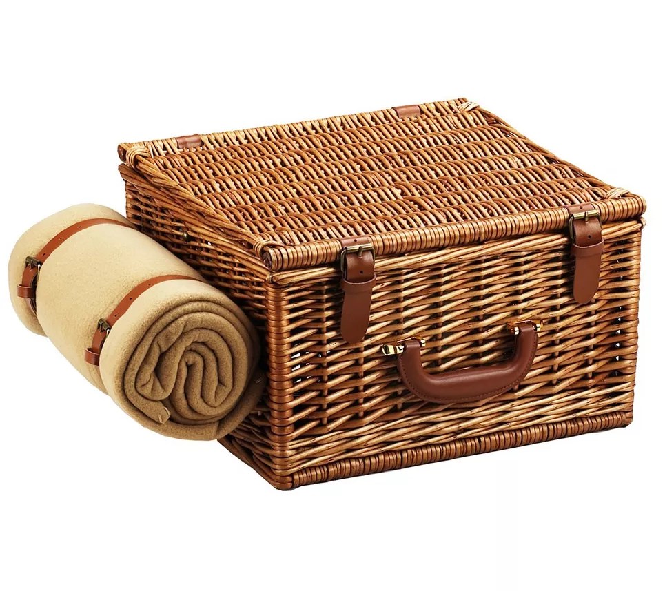 Picnic at Ascot Cheshire Willow Picnic Basket w/ Blanket for 2