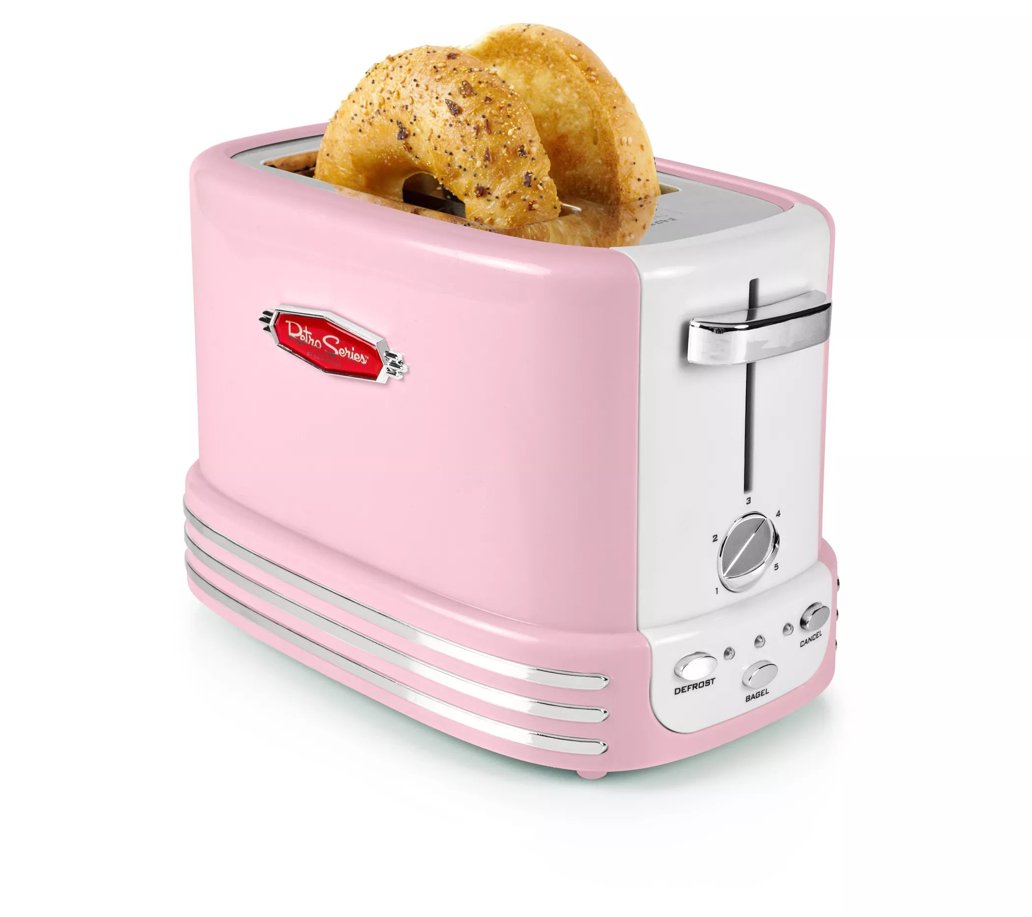 Nostalgia Retro 2Slice Bagel Toaster Pink