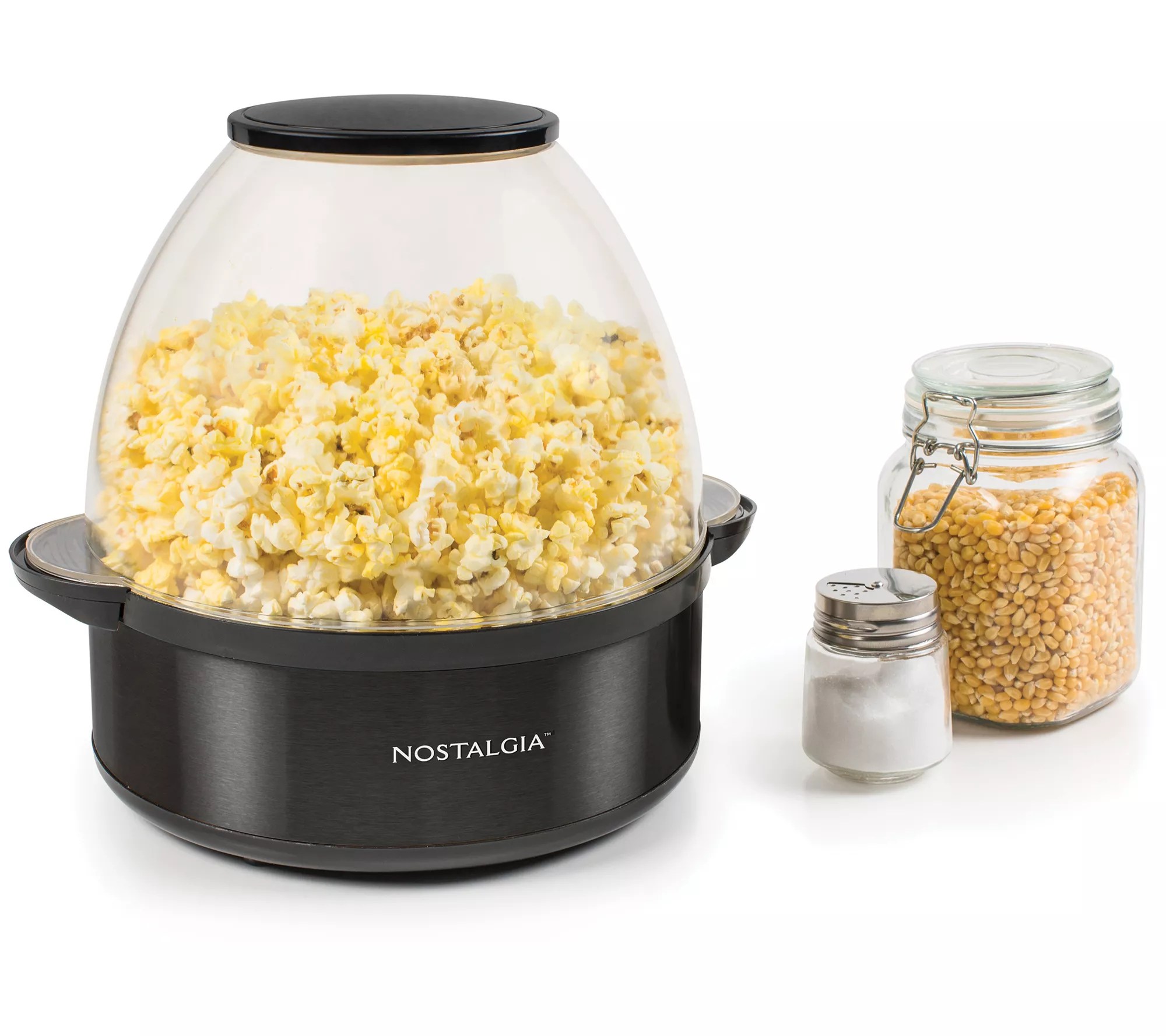 Nostalgia Black Stainless Steel Stirring Popcorn Maker