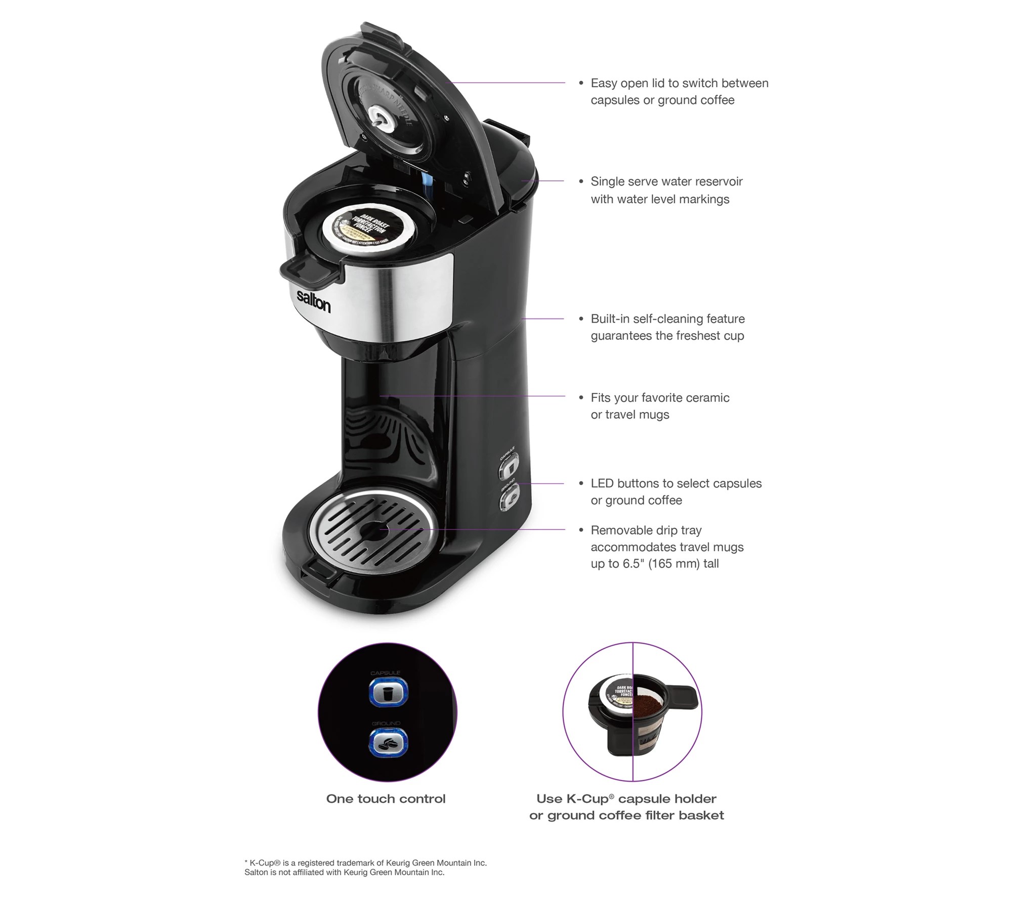 Salton 2in1 Single Serve Coffee Maker