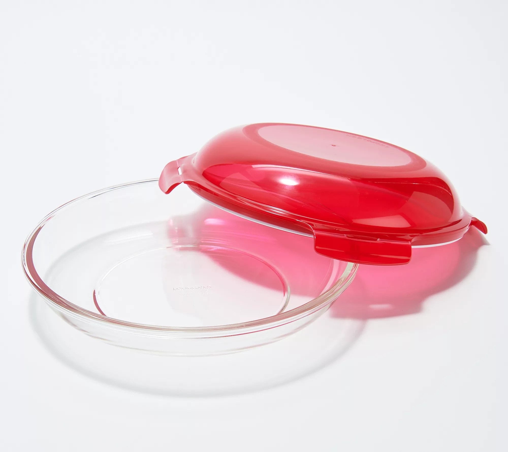 LocknLock Set of (2) 9" Glass Plates w/ Locking Lids