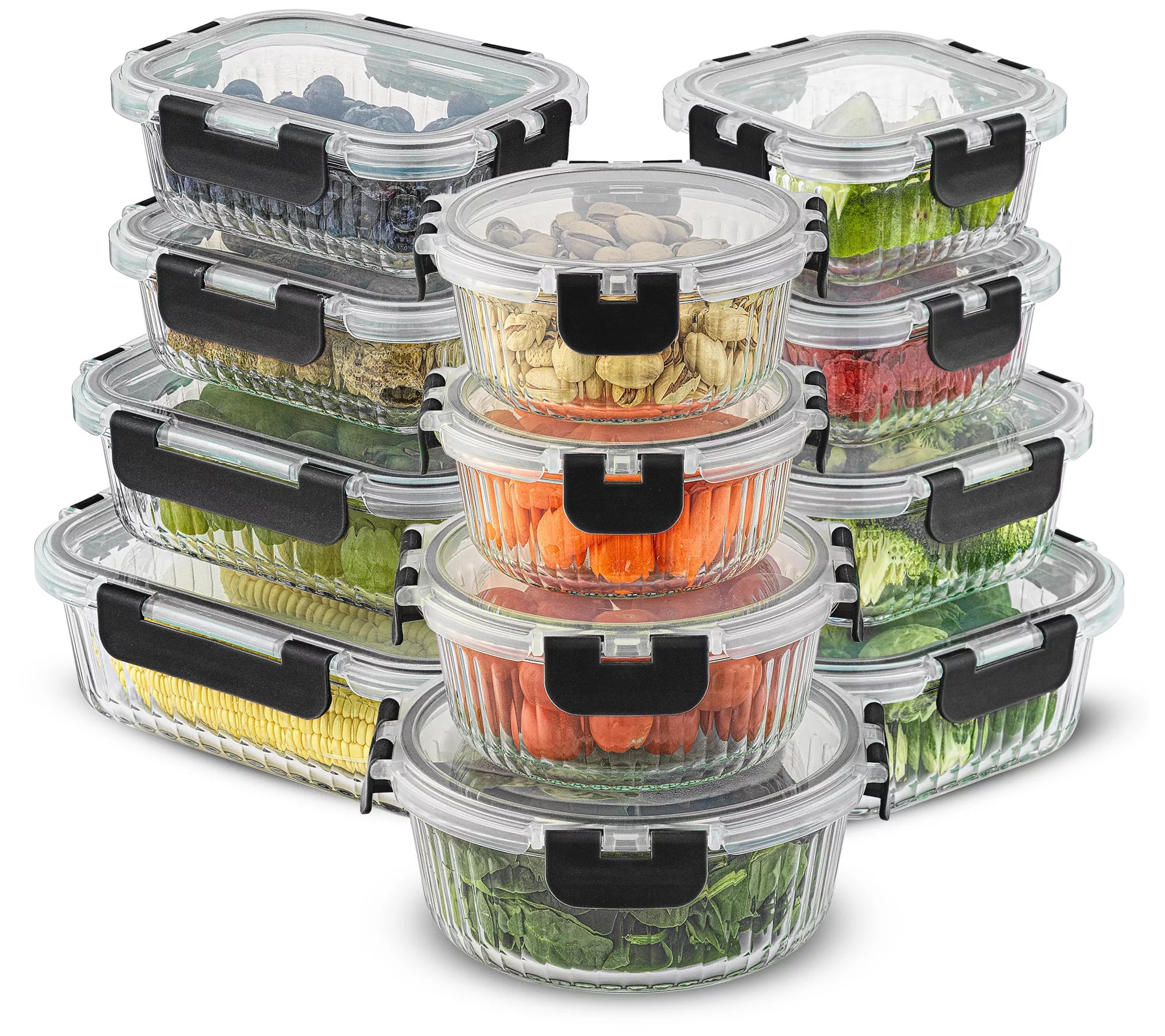 JoyJolt 24Piece Fluted Food Storage Container Set with Lids