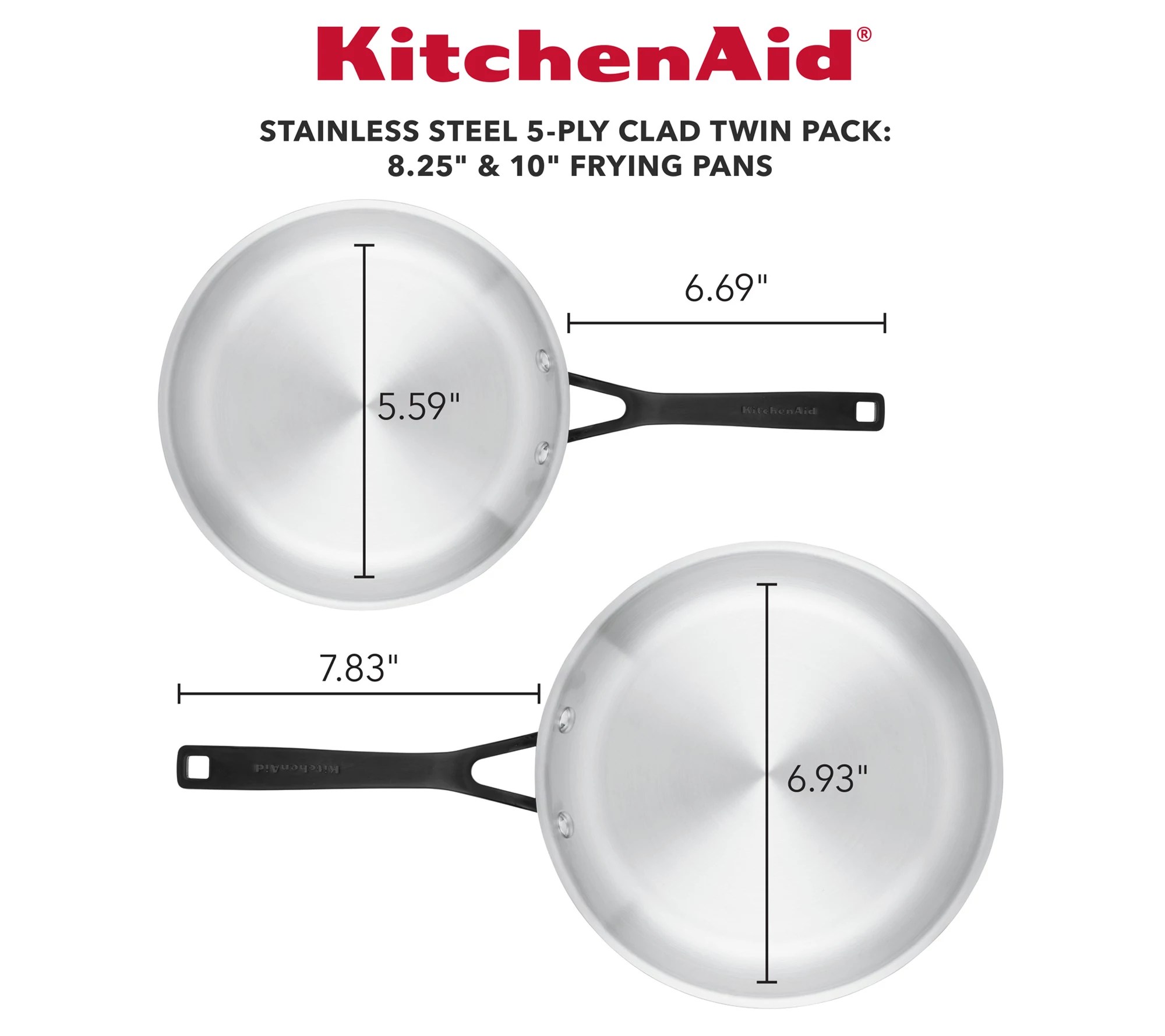 KitchenAid 5Ply Stainless Steel Frying Pan 2 Pcs Set