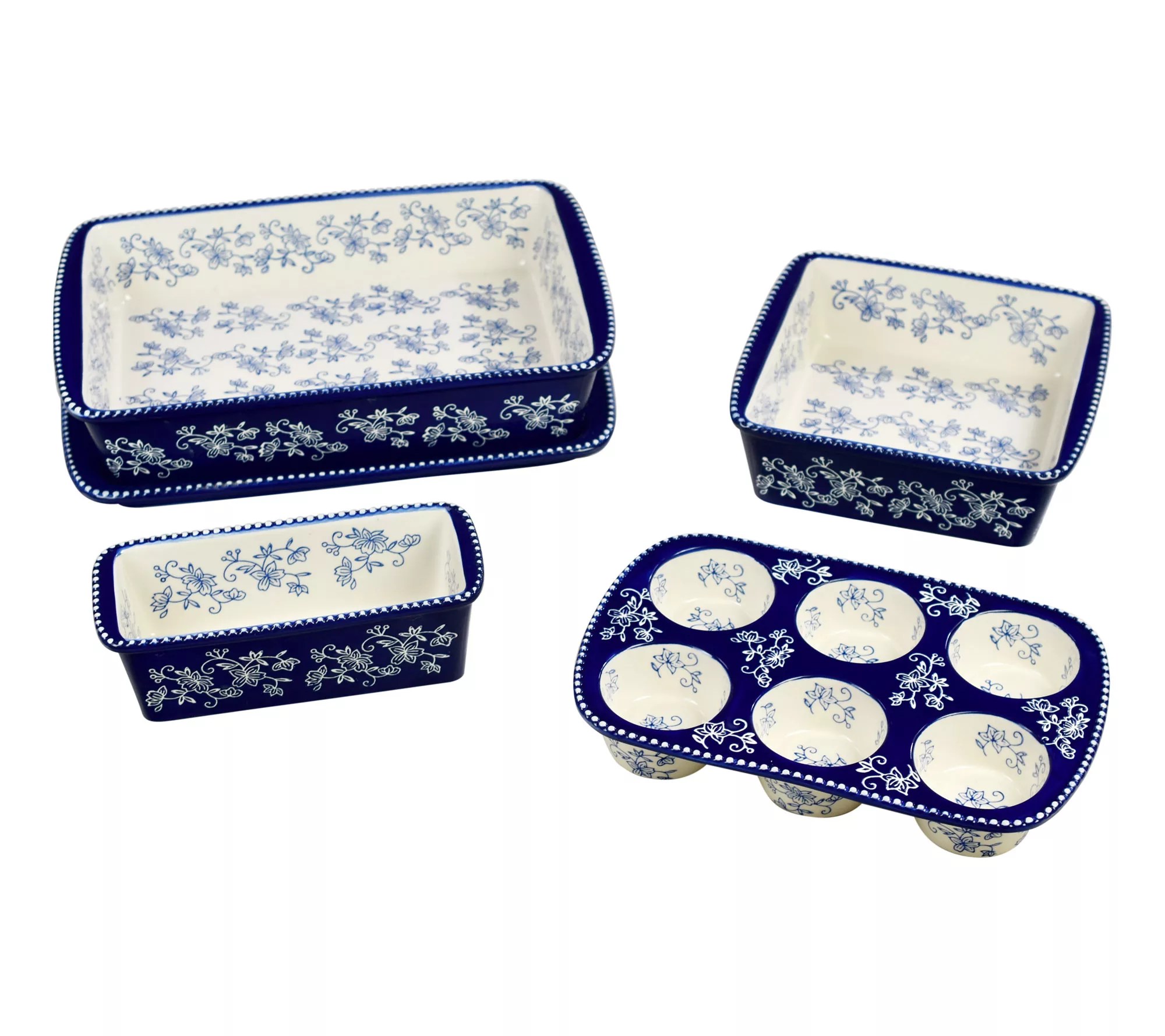 "As Is" Temptations Floral Lace 5pc Nestable Bakeware Set