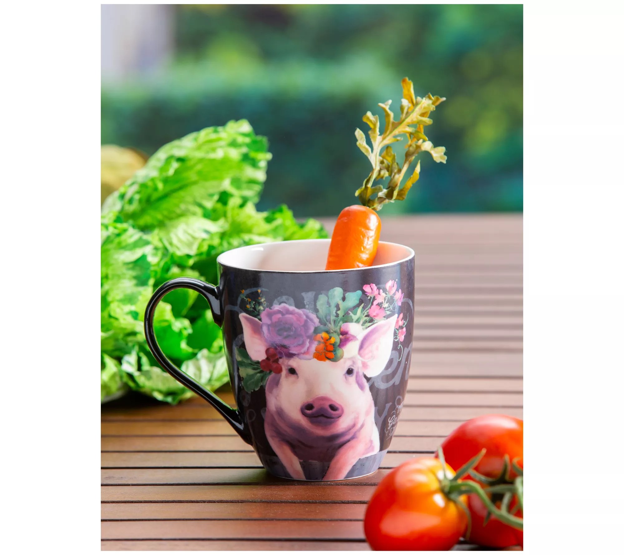 Evergreen 17oz Floral Farm Animal Ceramic Coffee Mug