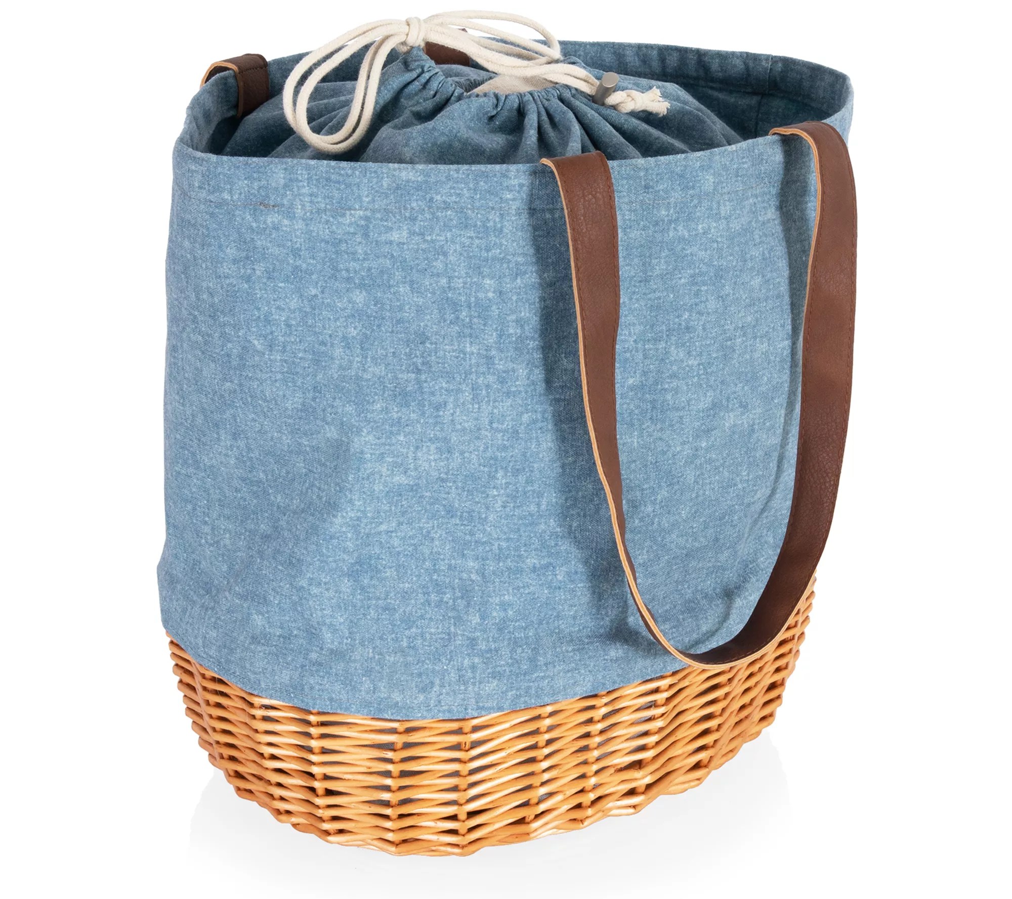 Picnic Time Coronado Canvas and Willow Basket Tote