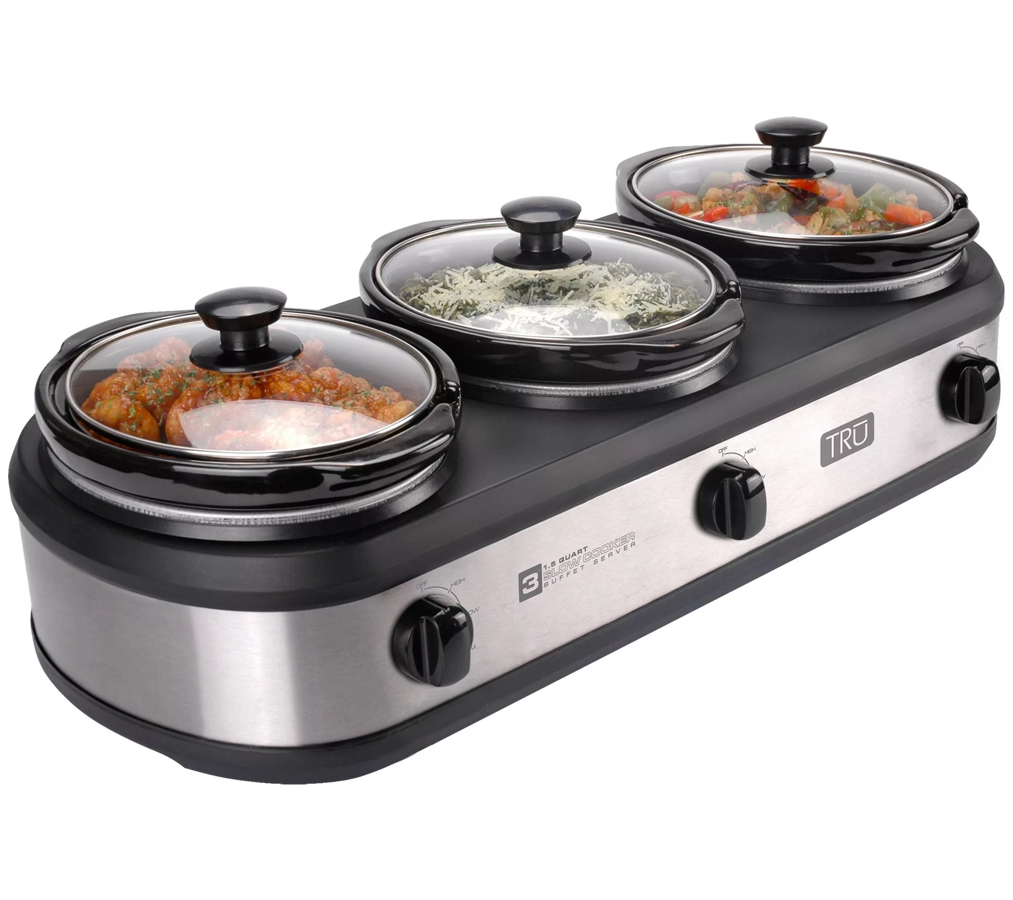TRU 1.5qt Triple Buffet Slow Cooker