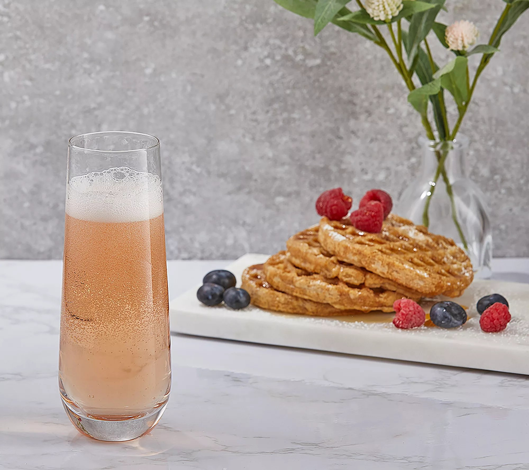 JoyJolt Set of (16) 9.4oz Milo Crystal Champagne Flute Glasses