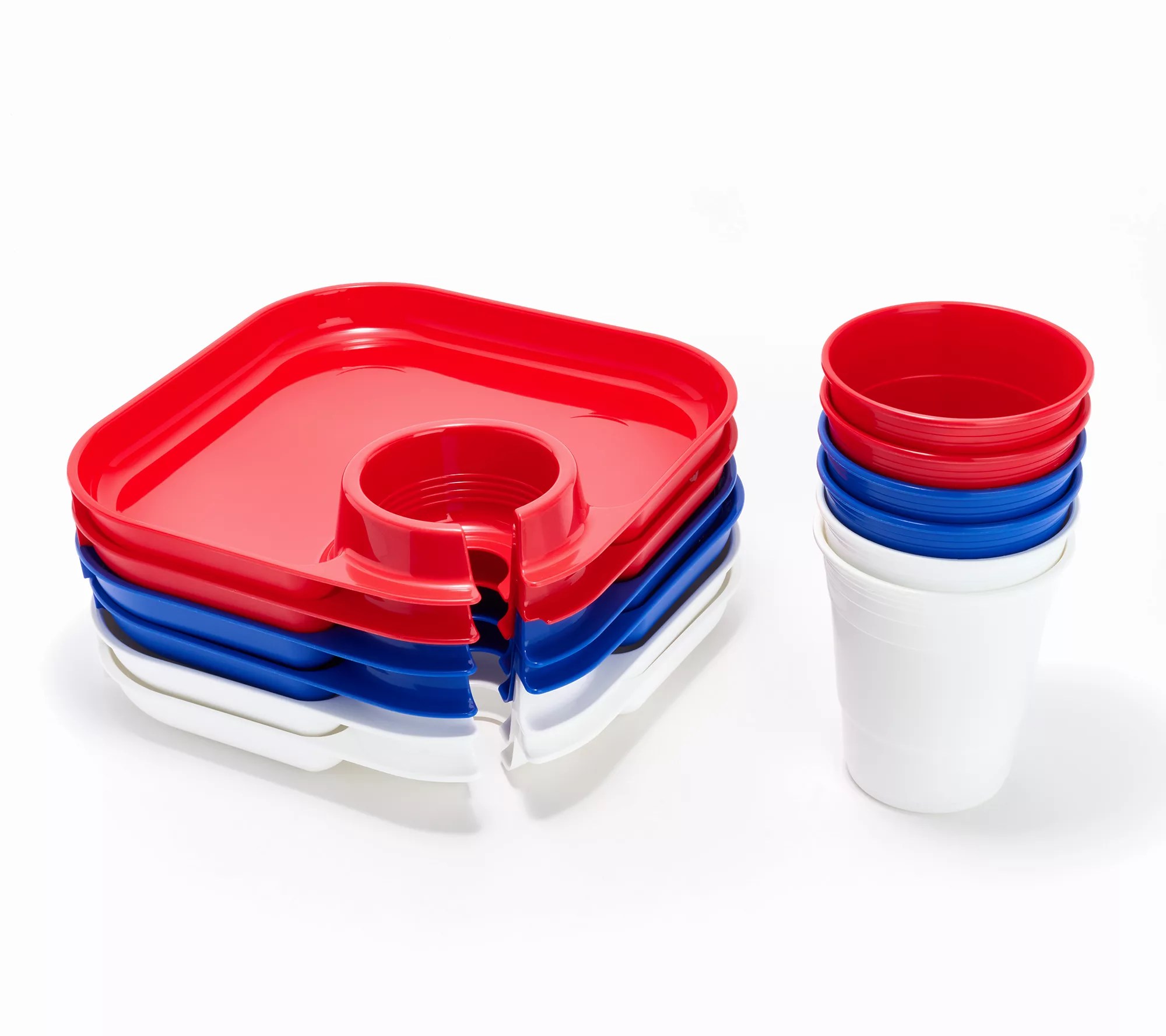 Great Plate 12Piece Square Nestable Plate and Cup Set