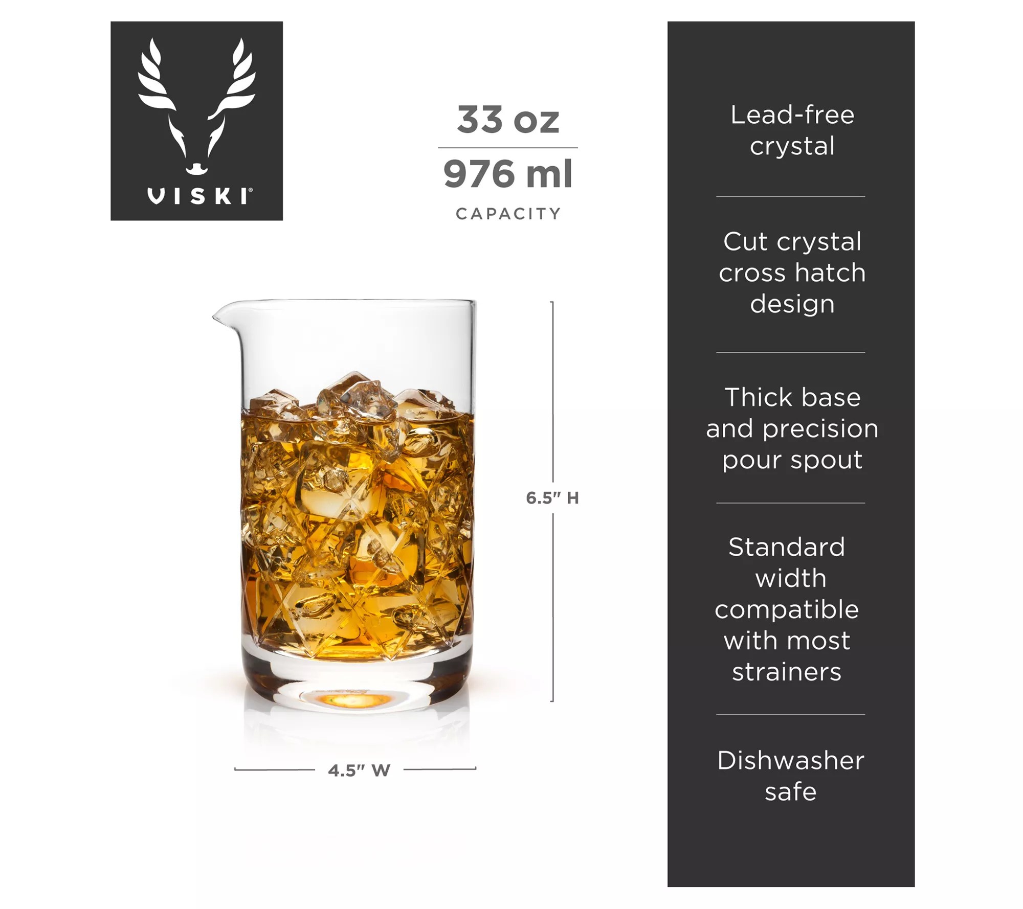 Viski Extra Large Crystal Mixing Glass