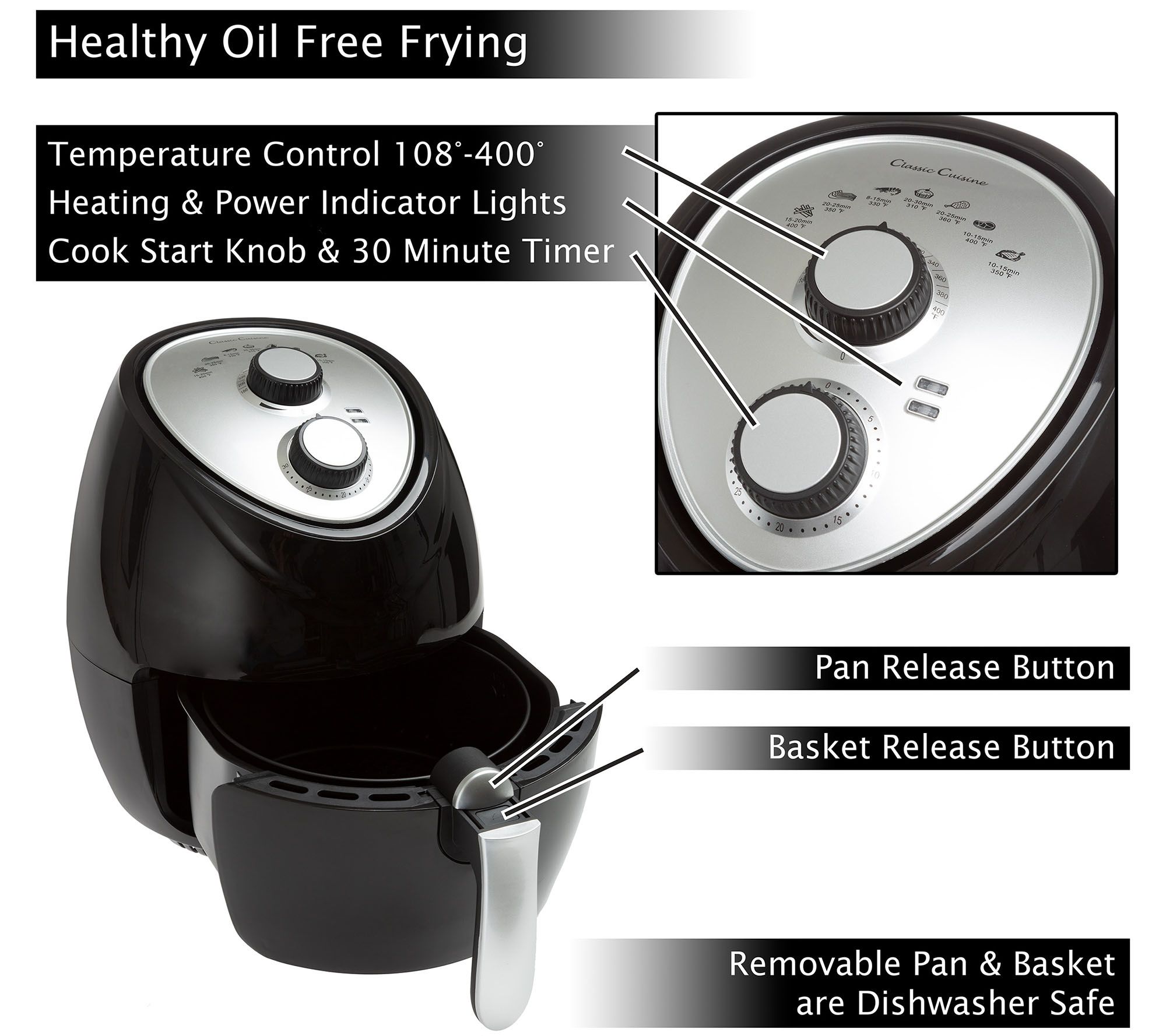 Classic Cuisine 3.7-qt Air Fryer - QVC.com