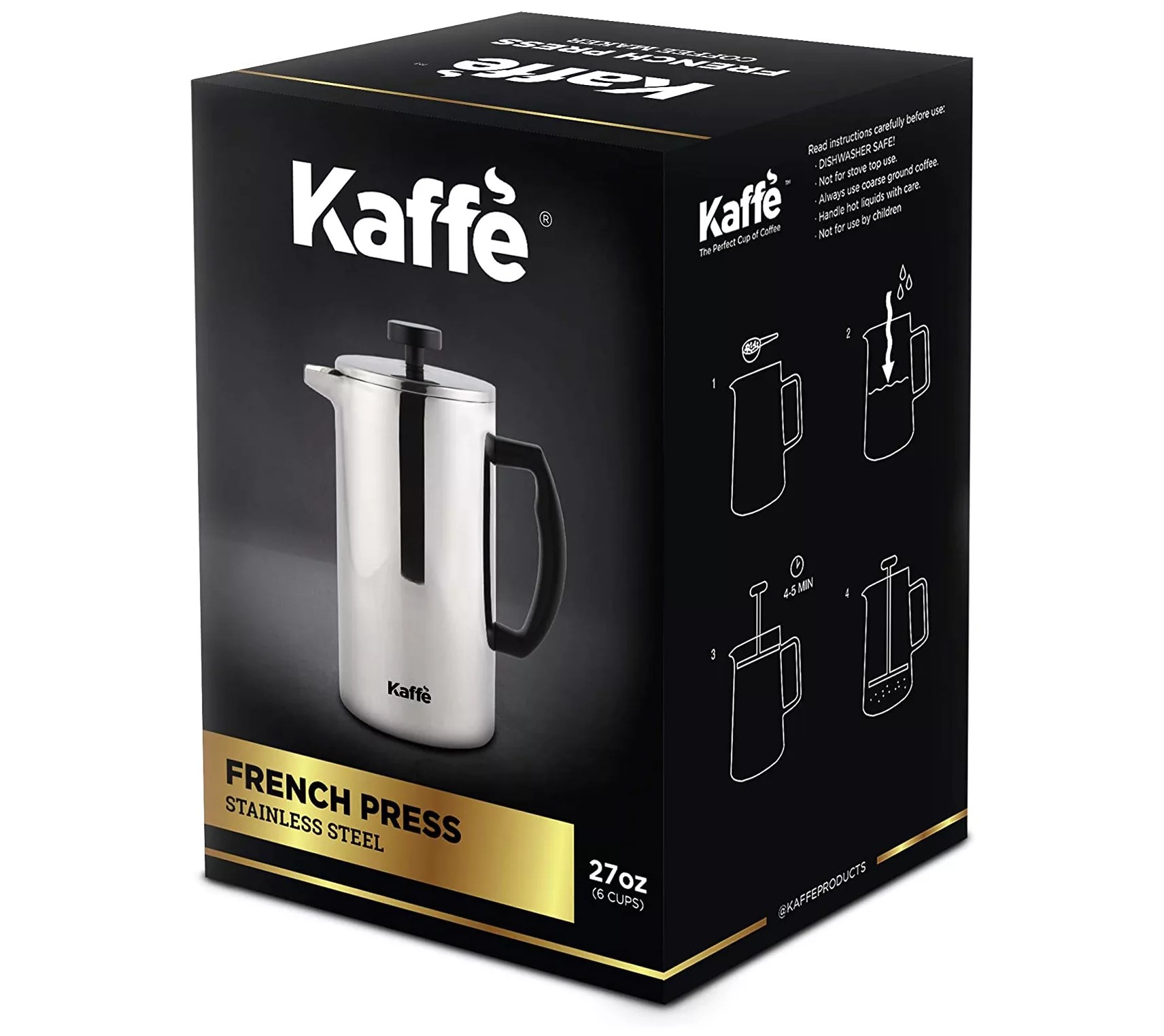 Kaffe 6 Cup Stainless Steel French Press Coffee& Tea Maker
