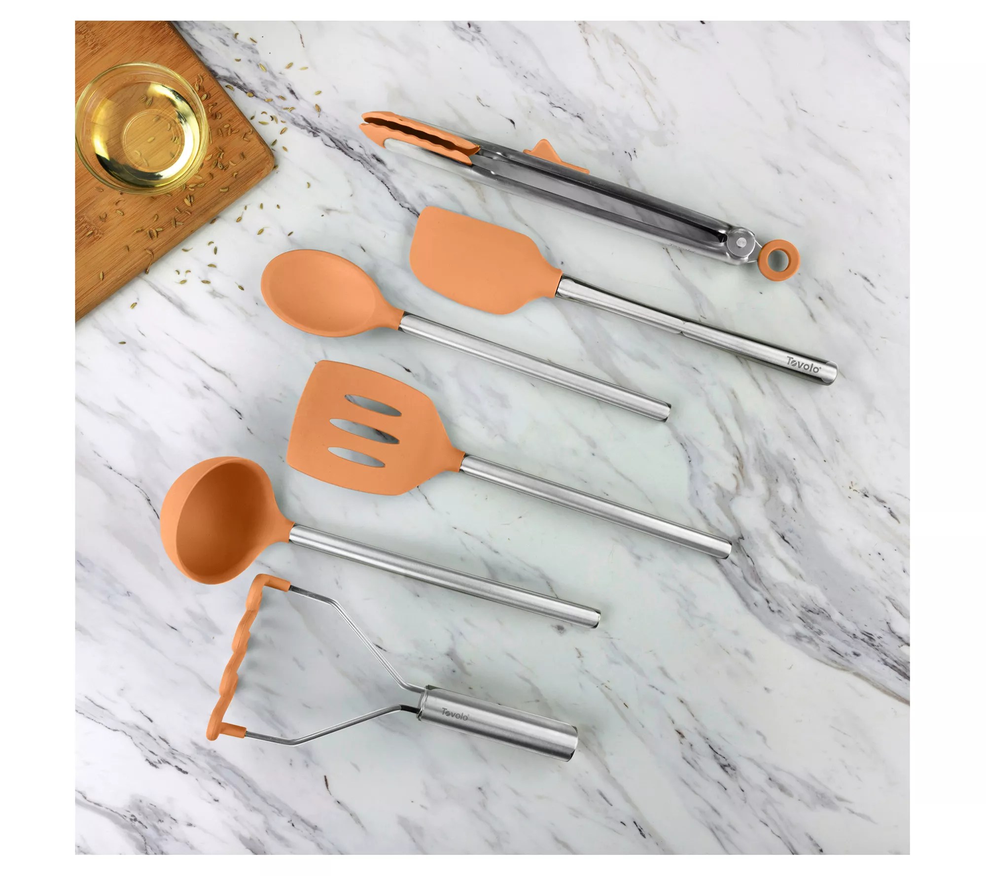 Tovolo Set of 6 Silicone Kitchen Utensils w/SSandles