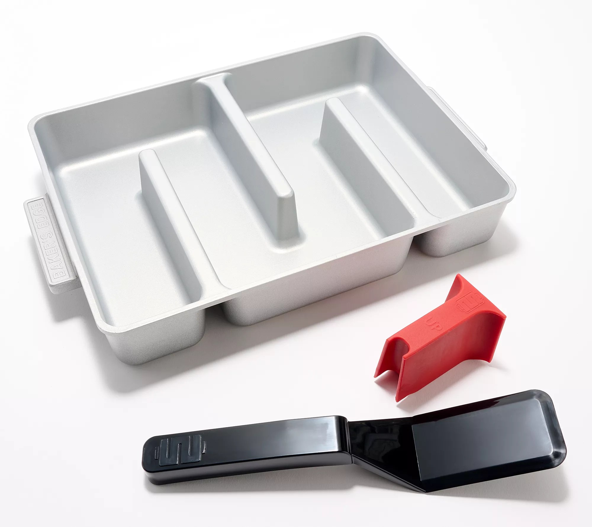 Baker's Edge Brownie Pan with Spatula and Baking Edge Wedge