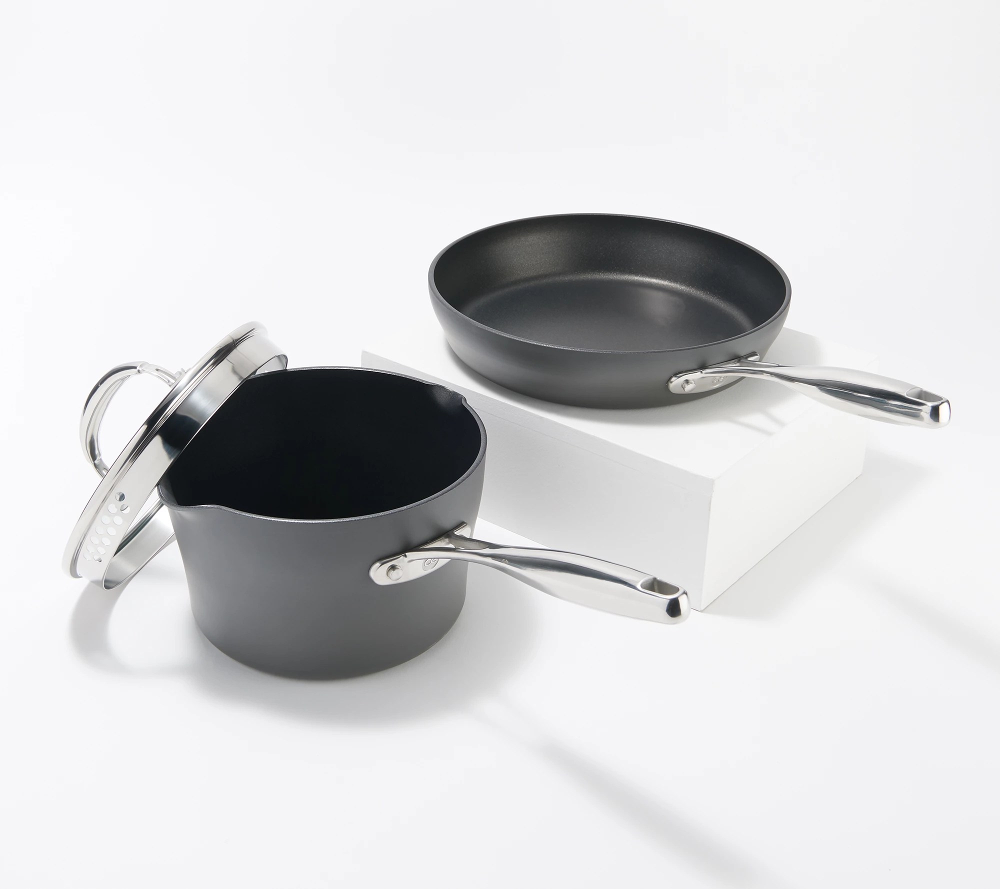 Cook's Essentials Hard Anodized 3qt Saucepan and 10" Skillet