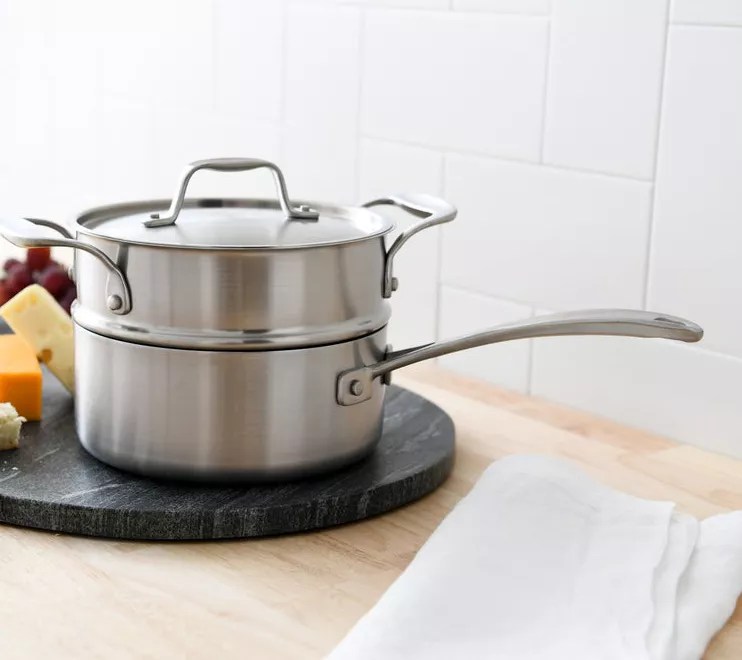 American Kitchen Covered Saucepan, Double Boiler Insert