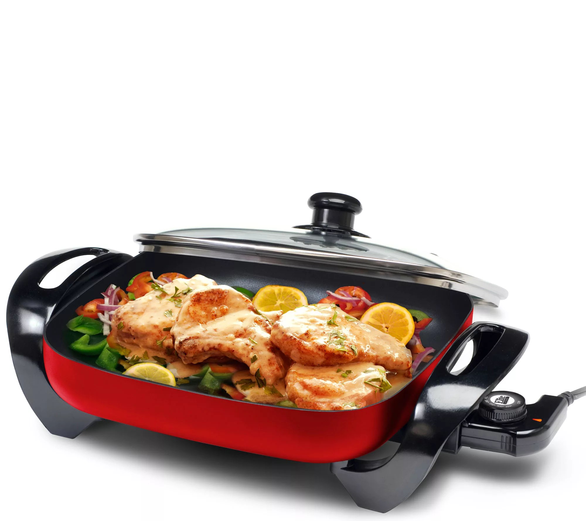 Elite Gourmet 12" x 12" Electric Skillet with Glass Lid