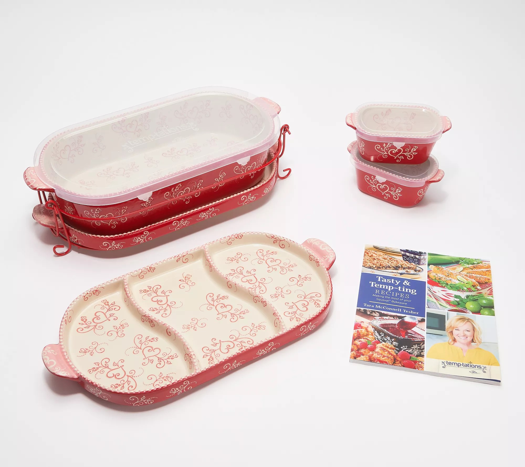 (QVC) Temptations Piece Baker Set with Cookbook