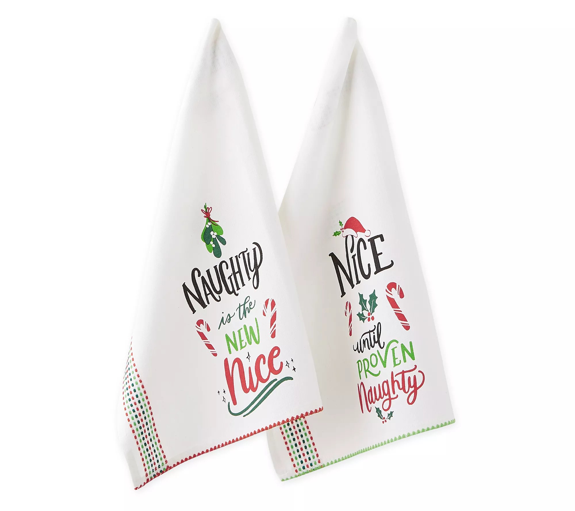 Design Imports Set of 2 Assorted Naughty Nice Kitchen Towels