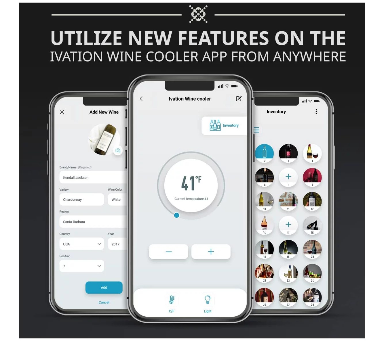 Ivation 34Bottle Wine Cooler w/Lock & WiFi