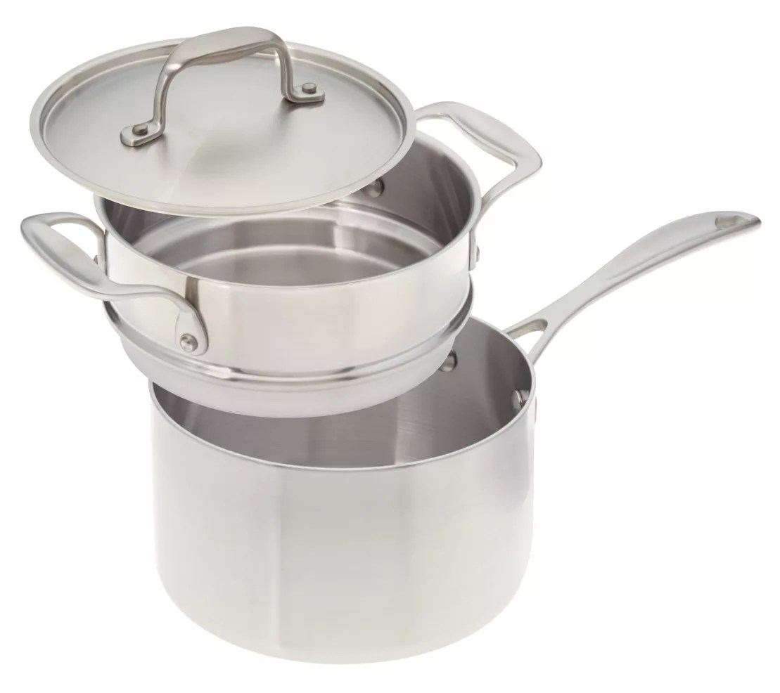 American Kitchen 3qt Covered Saucepan w/ Double Boiler Insert