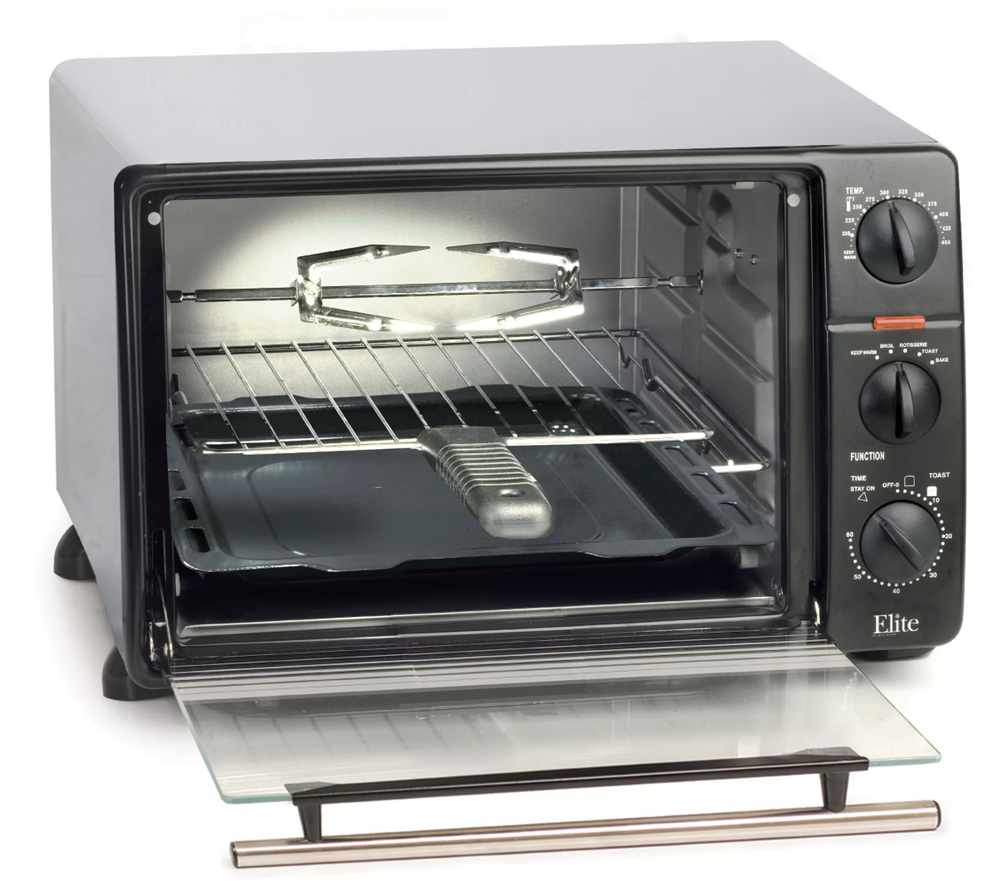 Elite Cuisine Toaster Oven Broiler with Rotisserie
