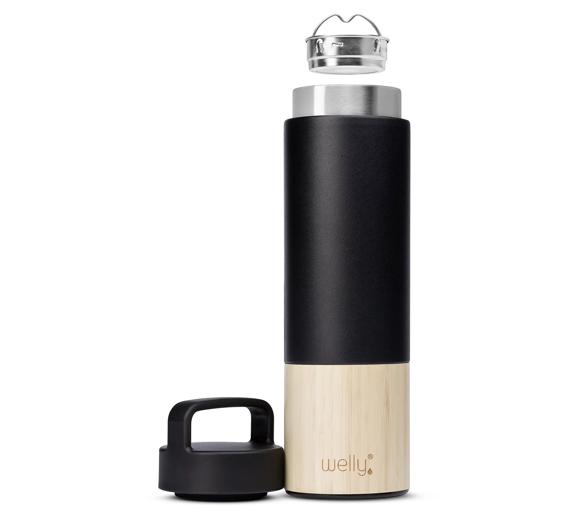 Welly 18oz Traveler DoubleWall Insulated Bamboo Water Bottle