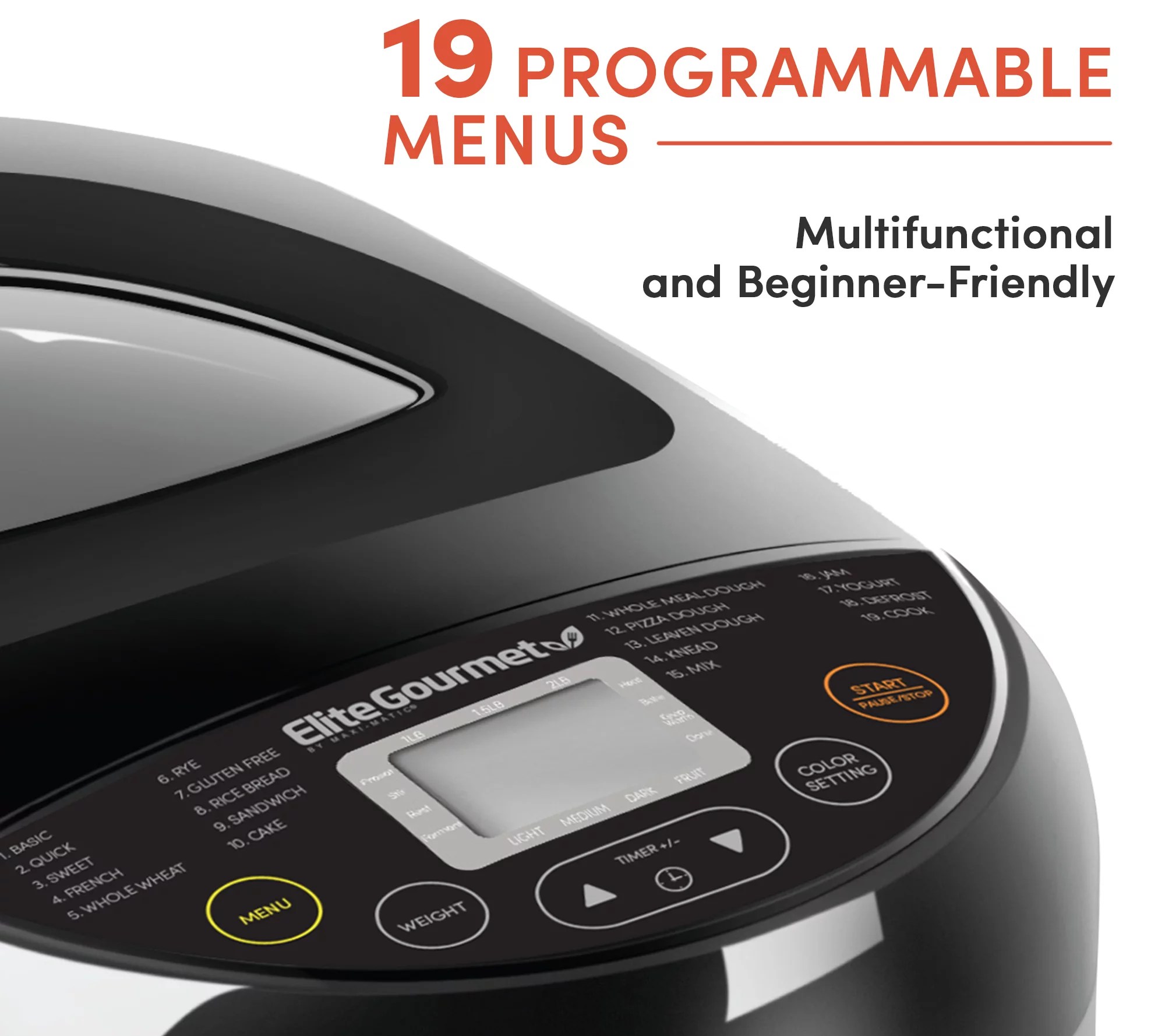 Elite Gourmet 2lb Programmable Bread Machine Maker
