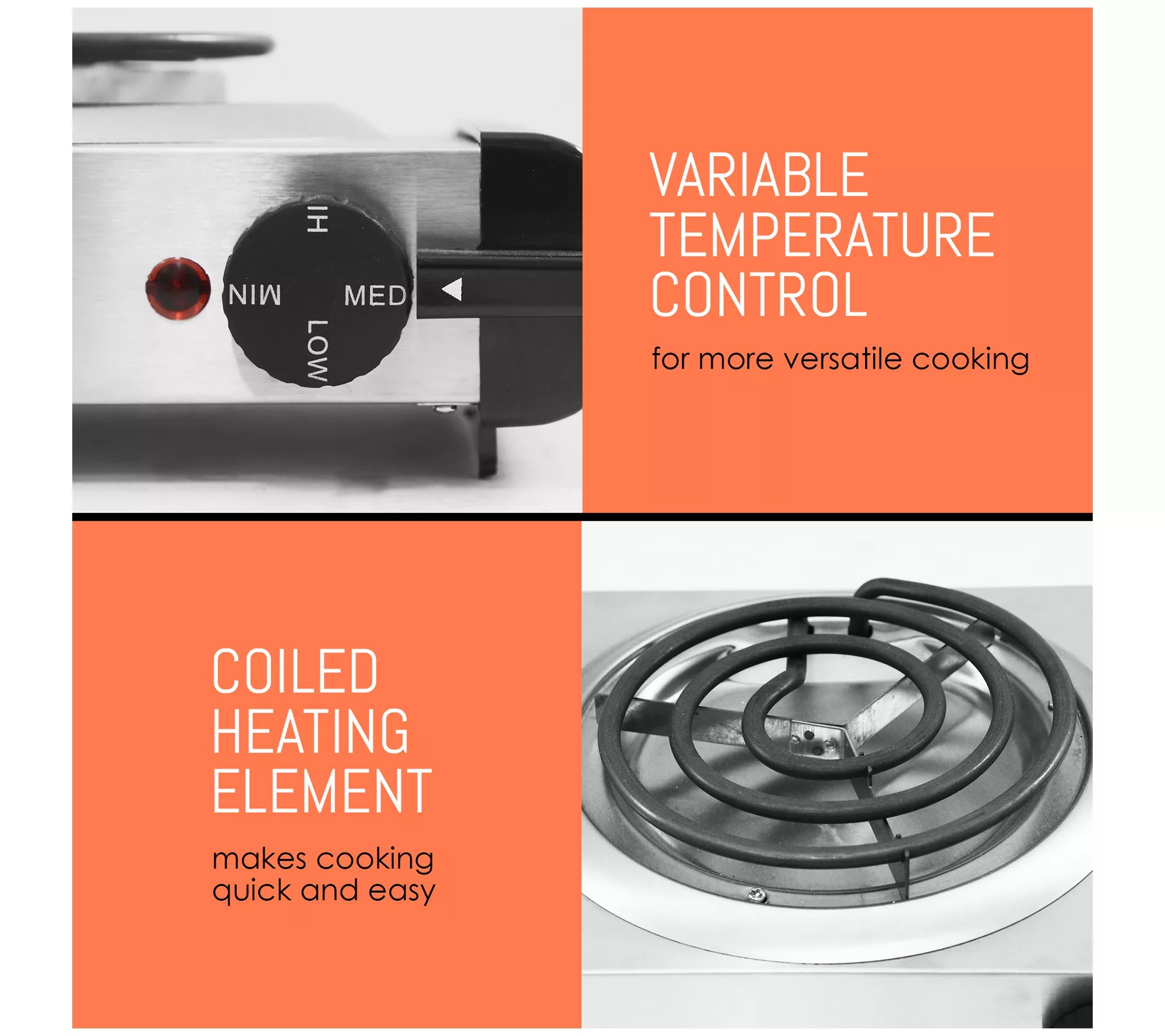 Elite Cuisine Electric DoubleCoil Burner Hot Plate, SS