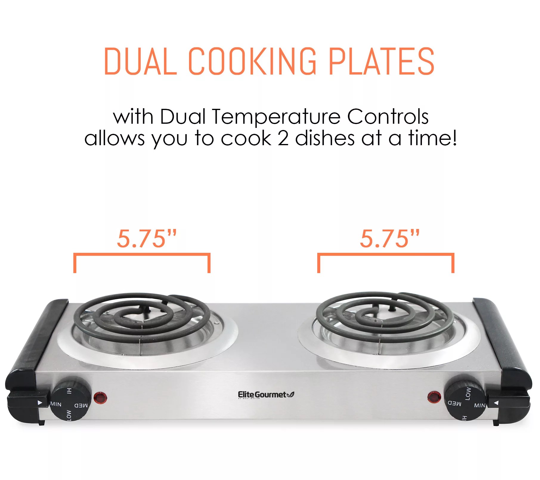 Elite Cuisine Electric DoubleCoil Burner Hot Plate, SS