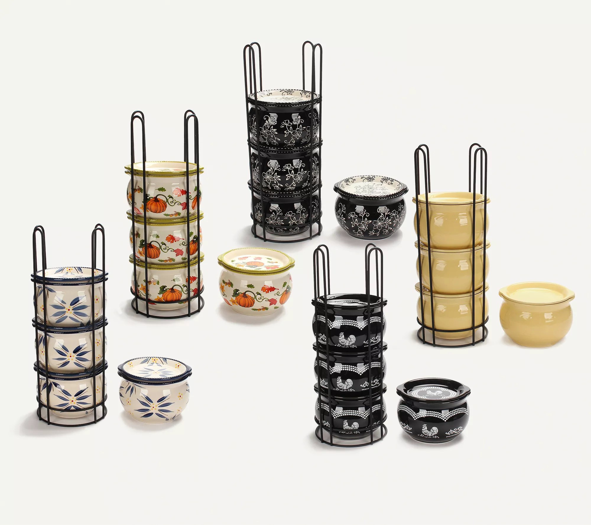 Temptations 9Piece StackABowls with Deep Dish Lids & Rack