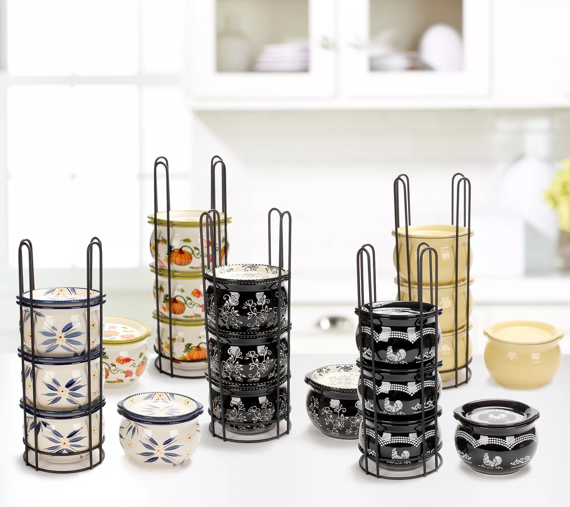 Temptations 9Piece StackABowls with Deep Dish Lids & Rack