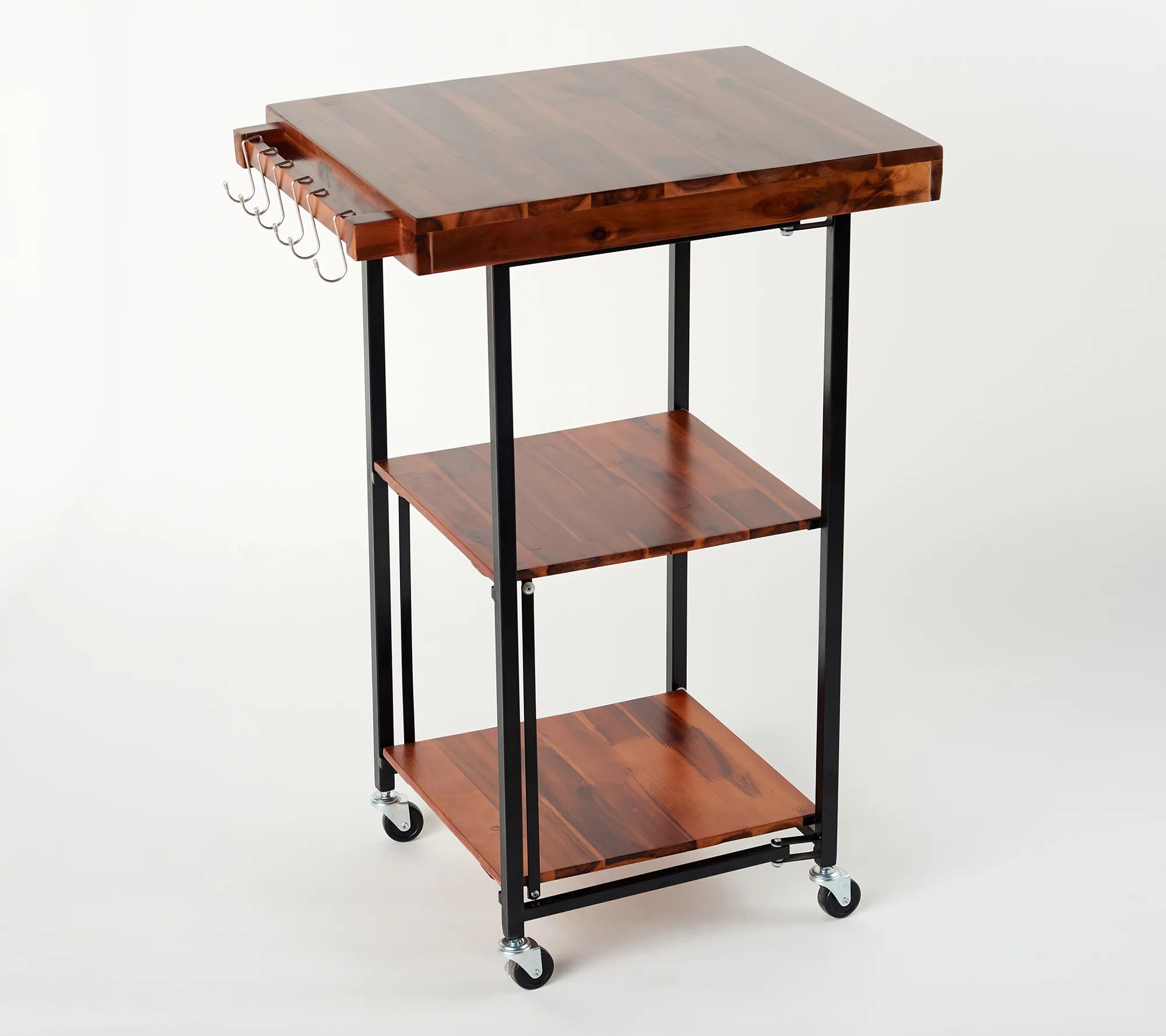 Oasis Acacia Wood Rectangular Folding Kitchen Cart