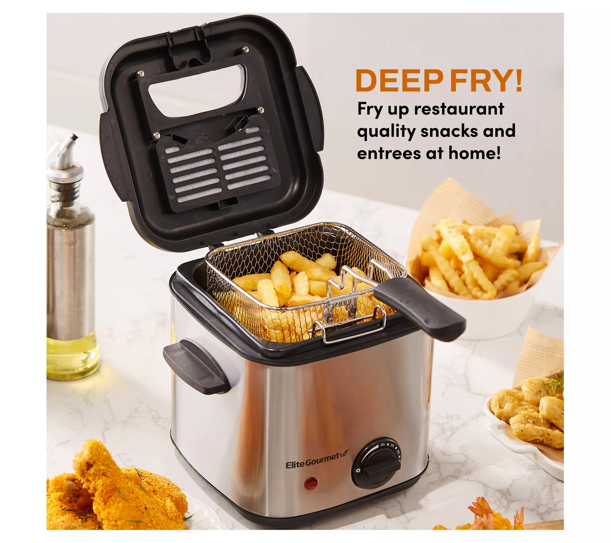 Elite Gourmet 1.5 Quart Stainless Steel Deep Fryer