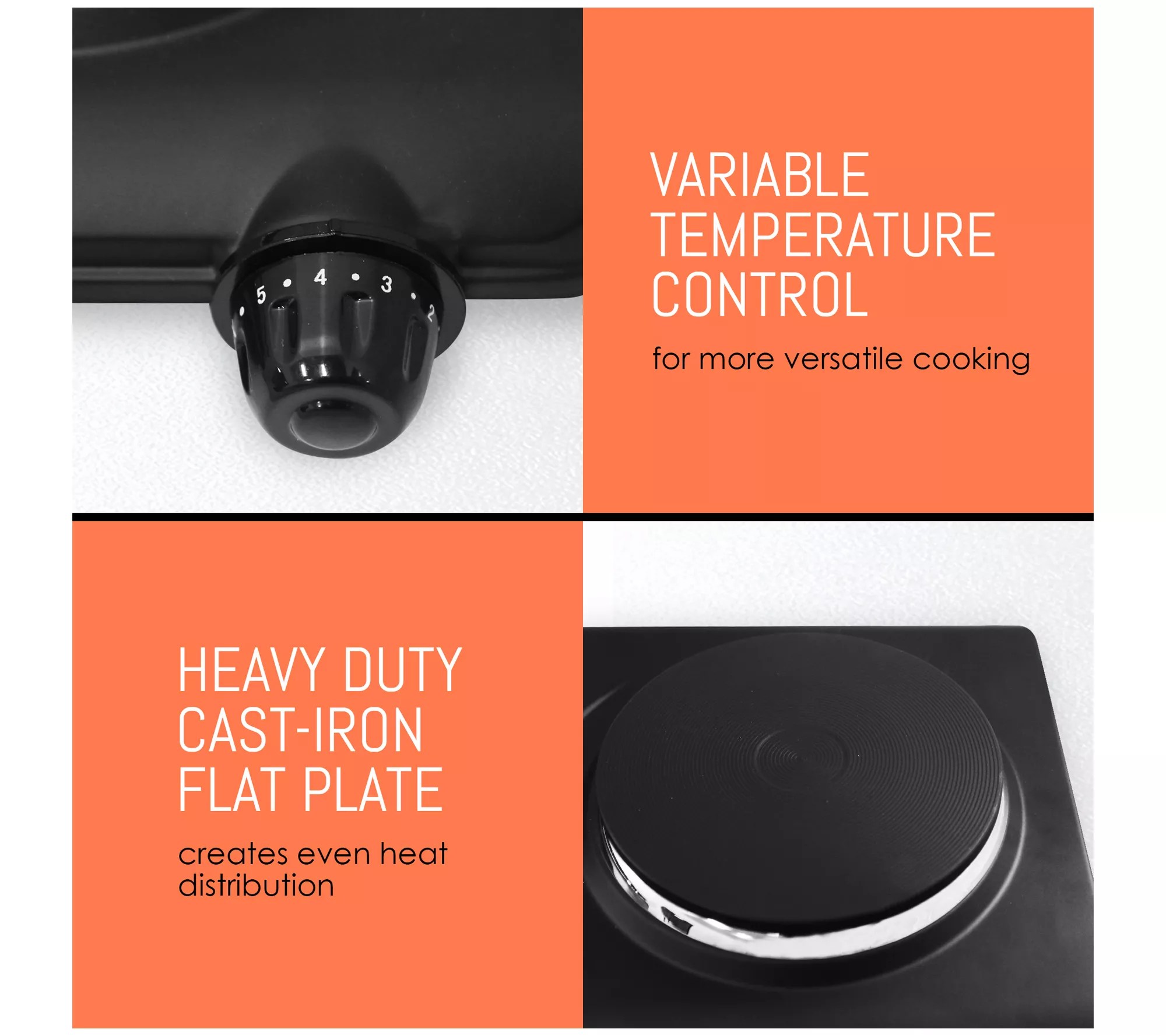 Elite Cuisine Electric Double Cast Burner Hot Plate