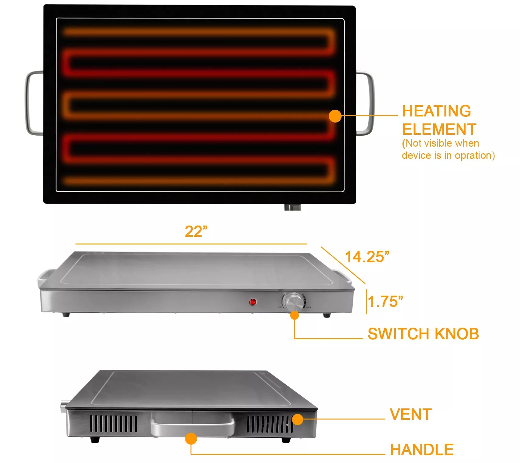 MegaChef Electric Warming Tray, Food Warmer andHot Plate
