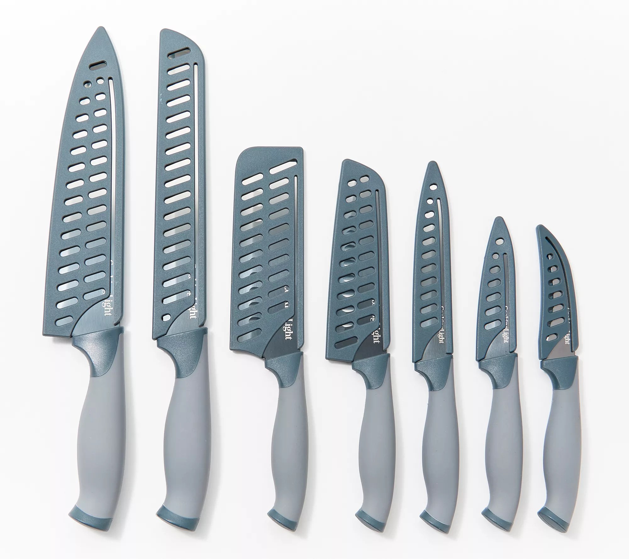 "As Is"Cooking Light 7Pc Cutlery Set w/ Sheaths & 3 Cutting Mats