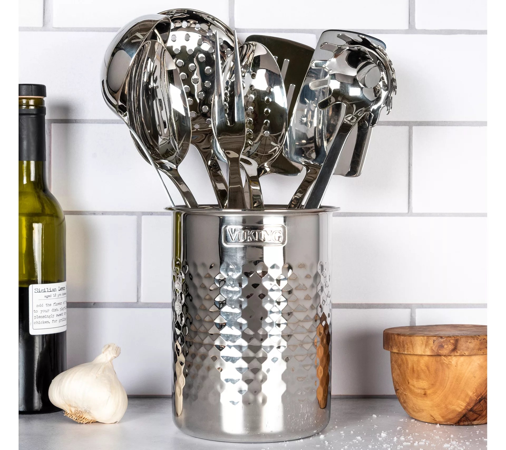 Viking Hammered Stainless Steel Utensil Holder