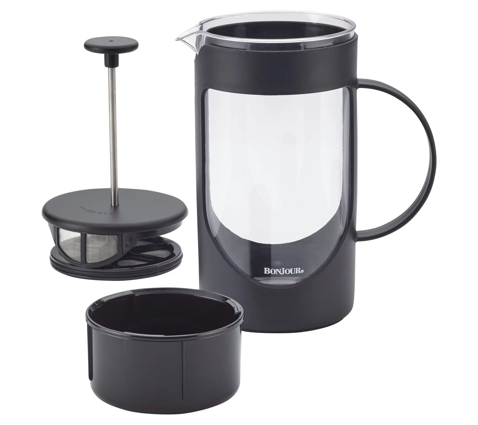 BonJour Coffee Unbreakable Plastic French Press, 40oz, Black