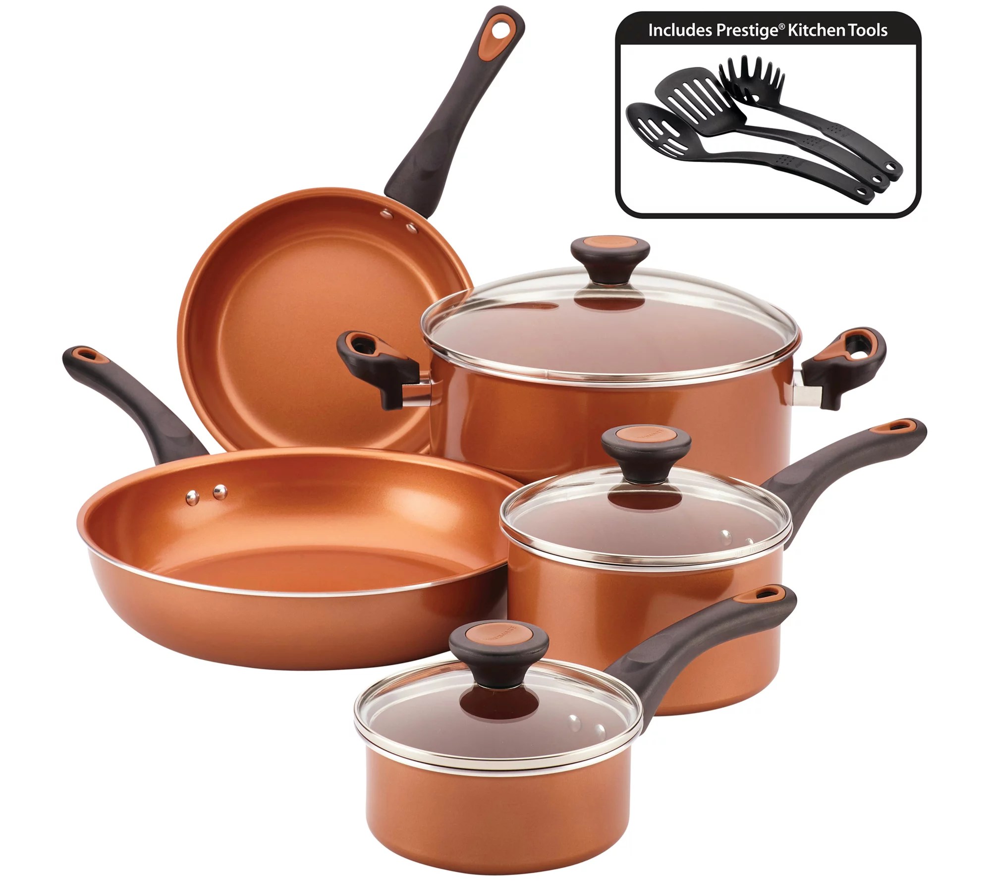 Farberware Glide 11Piece Copper Ceramic Nonstick Cookware Se