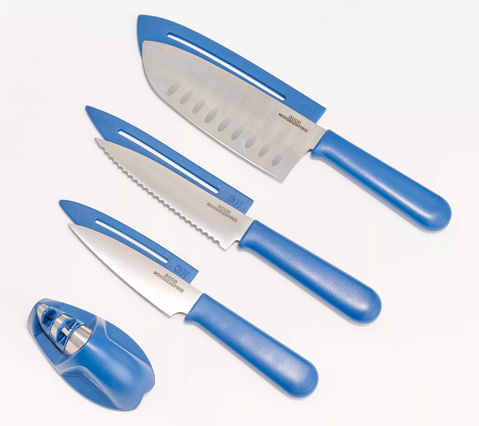 Good Housekeeping Set of 3 Kitchen Knives With Sharpener